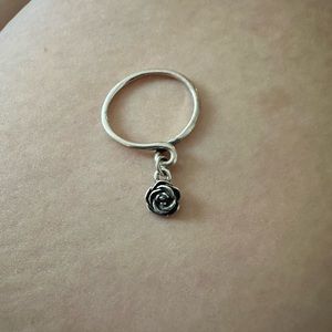 James Avery dangle rose charm ring (retired design)